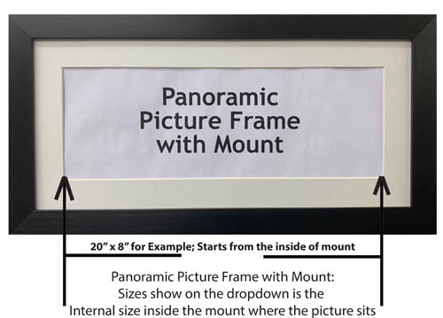 Panoramic Picture Photo Print Poster Frame, Choice of different mounts, frames, sizes